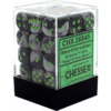 Kép 1/2 - Chessex Gemini 12mm d6 Dice Blocks with pips Dice Blocks (36 Dice) - Black-Grey w/green