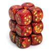 Kép 1/2 - Chessex 16mm d6 with pips Dice Blocks (12 Dice) - Scarab Scarlet w/gold