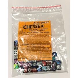 Chessex Gemini Bags of 50 Asst. Dice - Loose Gemini 12mm d6 w/pips Dice