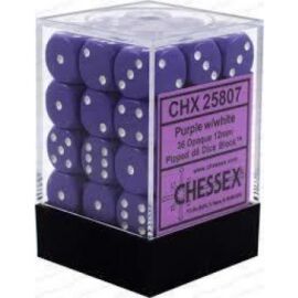 Chessex Opaque 12mm d6 with pips Dice Blocks (36 Dice) - Purple w/white