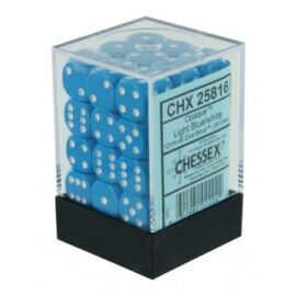Chessex Opaque 12mm d6 with pips Dice Blocks (36 Dice) - Light Blue w/white