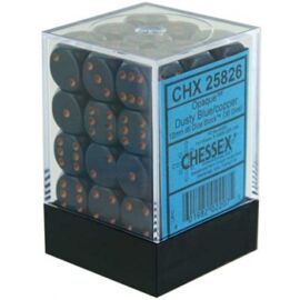 Chessex Opaque 12mm d6 with pips Dice Blocks (36 Dice) - Dusty Blue w/gold
