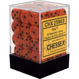 Chessex Speckled 12mm d6 Dice Blocks with Pips (36 Dice) - Fire