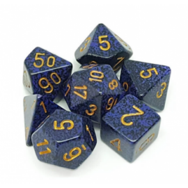 Chessex Speckled Polyhedral 7-Die Set - Golden Cobalt