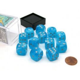 Chessex 16mm d6 with pips Dice Blocks (12 Dice) - Luminary Sky/silver