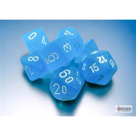 CHESSEX FROSTED MINI-POLYHEDRAL CARIBBEAN BLUE/WHITE 7-DIE SET