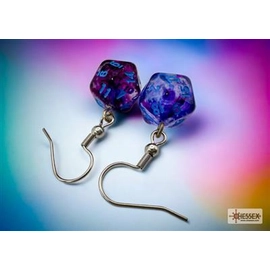 CHESSEX HOOK EARRINGS NEBULA NOCTURNAL MINI-POLY D20 PAIR