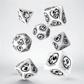 DRAGONS WHITE & BLACK DICE SET (7)