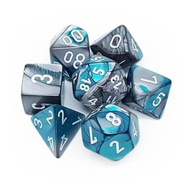 Chessex Gemini Polyhedral 7-Die Set - Steel-Teal w/white