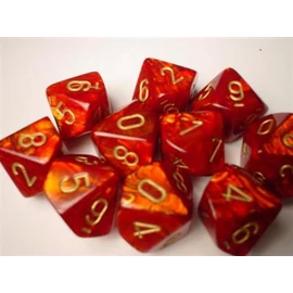 Chessex Ten D10 Sets - Scarab Scarlet w/gold