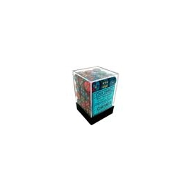 Chessex Gemini 12mm d6 Dice Blocks with pips Dice Blocks (36 Dice) - Red-Teal with gold
