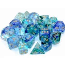 Chessex 12mm d6 Blocks - Nebula TM 12mm d6 Oceanic/gold Luminary Dice Block™ (36 dice)