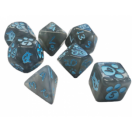 Kitten Polyhedral Dice (7) Gray
