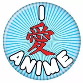 I Love Anime Button (3 Pieces)