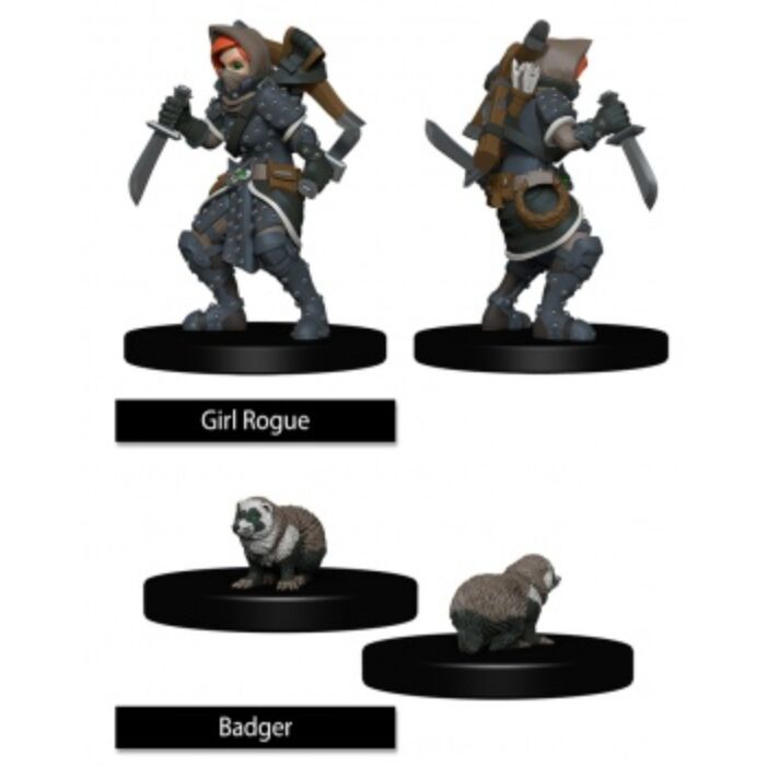 WizKids Painted Miniatures: Girl Rogue & Badger (6 Units)