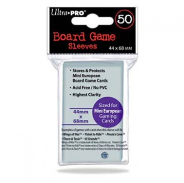 UP - Board Game Sleeves - Euro Mini Size 44x68mm (50 Sleeves)