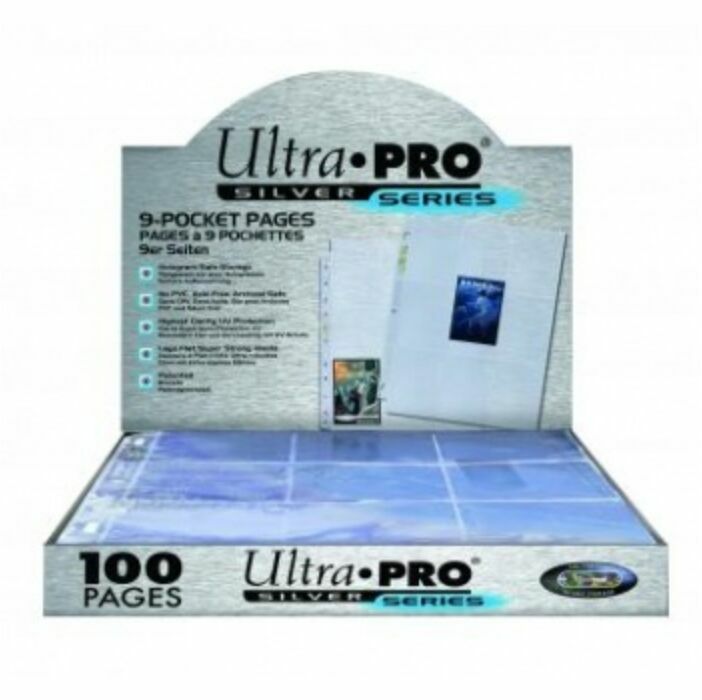 UP - Silver 9-Pocket Pages (11 Hole) Display (100 Pages)